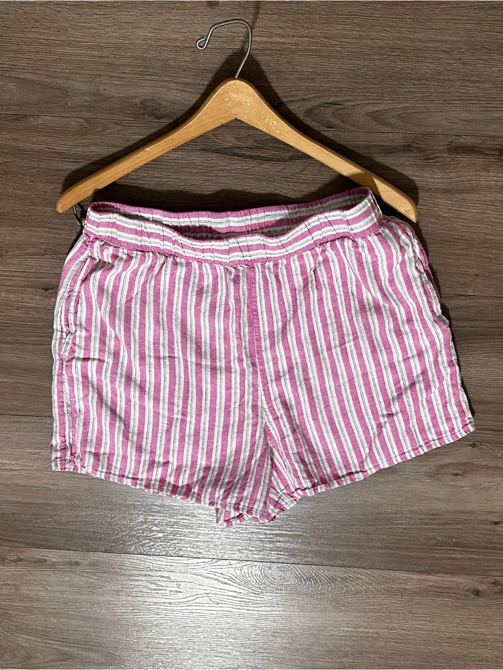 Target Brand White and Pink Striped Linen Blend Shorts